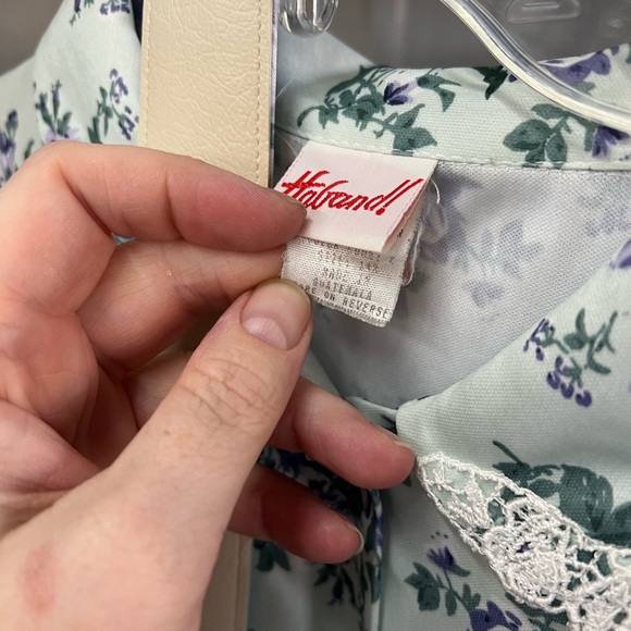 Vintage Haband Floral Knee Length Dress - Mint and Lavender - Picture 3 of 6